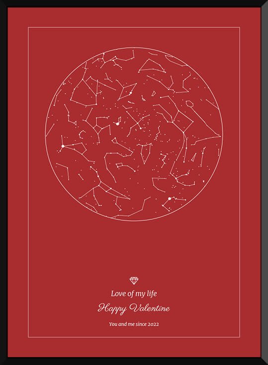 Romantische starmap poster - sterrenhemel liefde poster